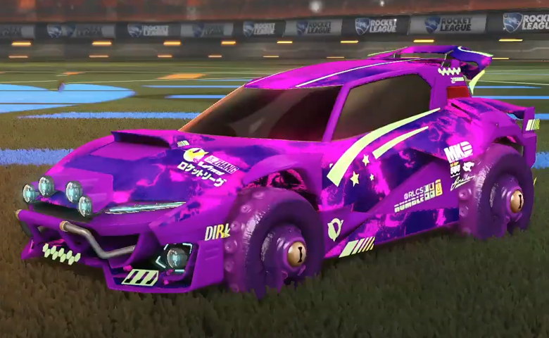 Rocket league Mudcat GXT Purple design with Cephalo,Fire God