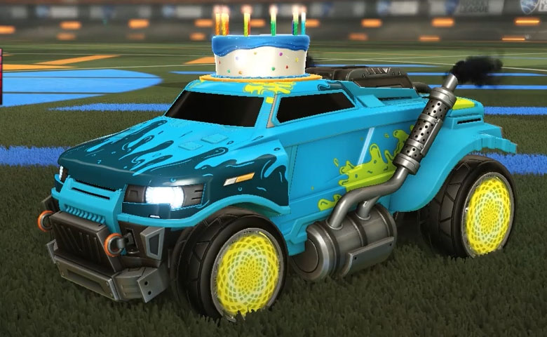 Rocket league Road Hog Sky Blue design with Zomba,Sundae,Battle-Cars Anniversary