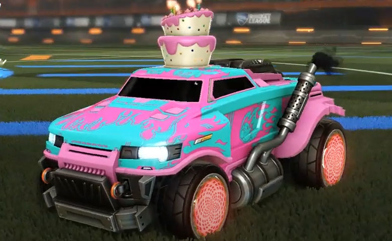 Rocket league Road Hog Pink design with Zomba,Wildfire,Birthday Cake