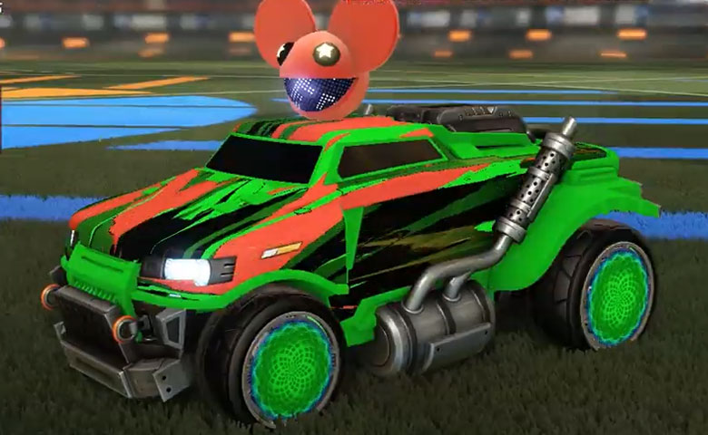 Rocket league Road Hog Forest Green design with Zomba,Streak Wave,Deadmau5