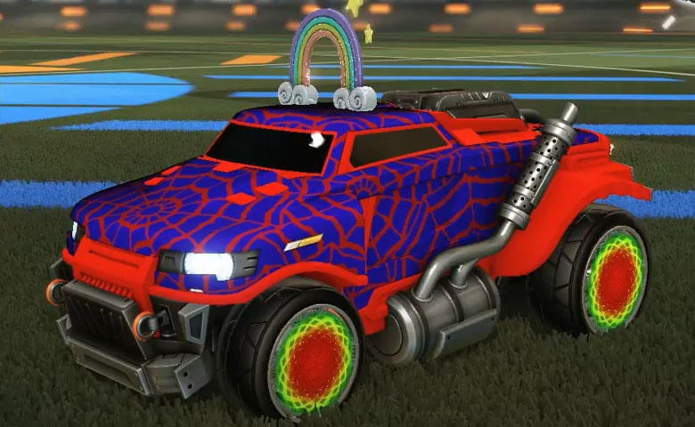 Rocket league Road Hog Crimson design with Zomba,Arachnopobia,Rainbow