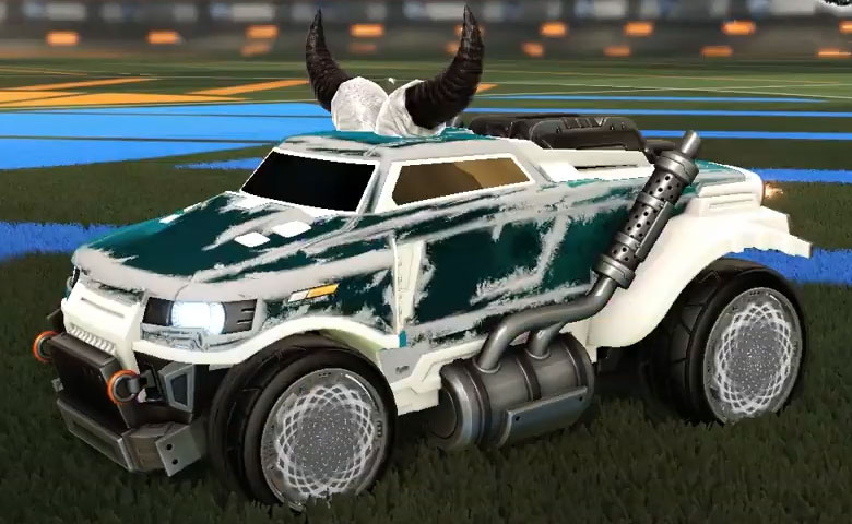 Rocket league Road Hog Titanium White design with Zomba,Heatwave,Devil Horns