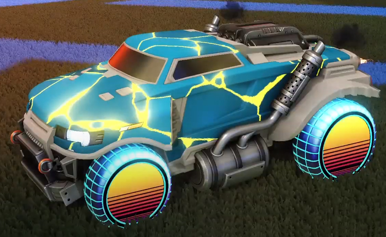 Rocket league Road Hog Grey design with Sunset 1986 ,Magma