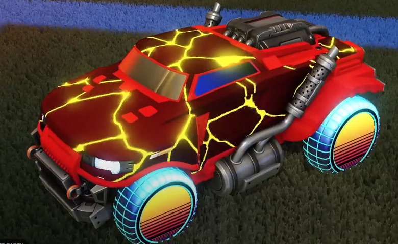 Rocket league Road Hog Crimson design with Sunset 1986 ,Magma