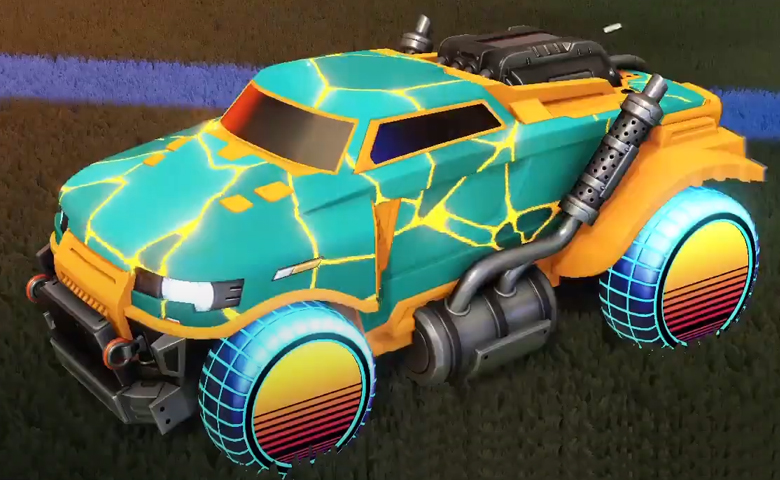 Rocket league Road Hog Orange design with Sunset 1986,Magma