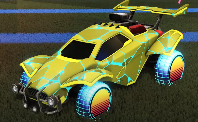 Rocket league Octane Saffron design with Sunset 1986,Magma