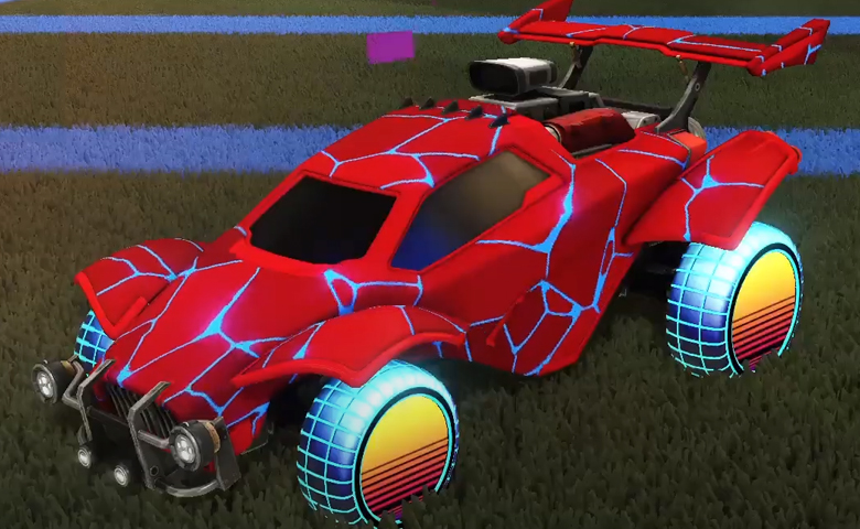 Rocket league Octane Crimson design with Sunset 1986,Magma