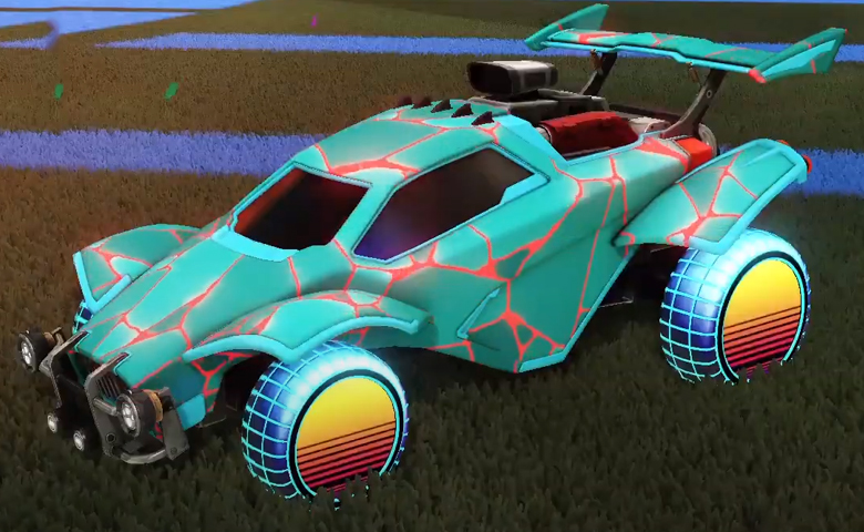 Rocket league Octane Sky Blue design with Sunset 1986,Magma