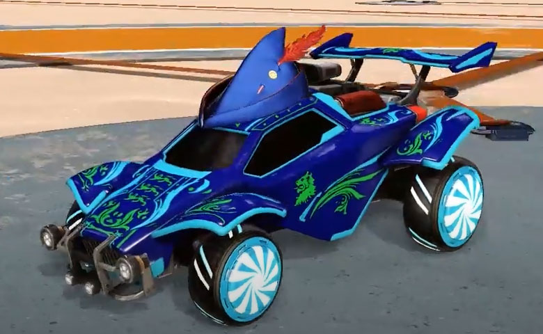 Rocket league Octane Sky Blue design with Peppermint,Griffon,Bycocket