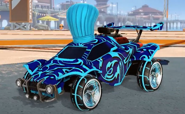 Rocket league Octane Sky Blue design with Dynamo,Swirls,Chef’s Hat