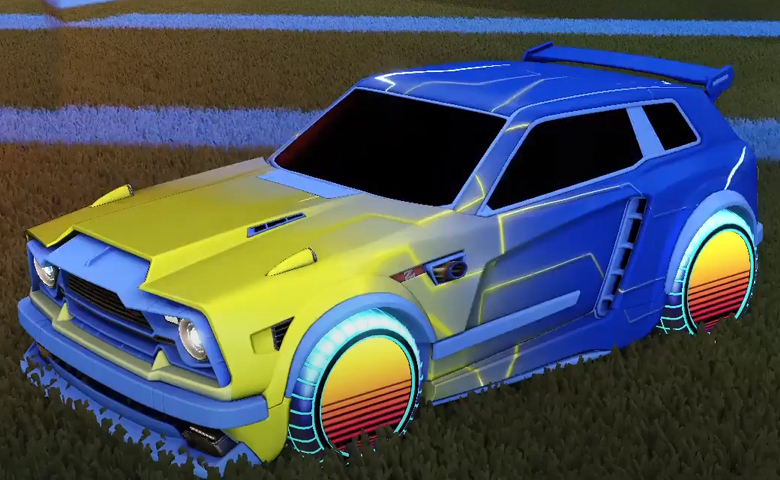 Rocket league Fennec Cobalt design with Sunset 1986,Mainframe