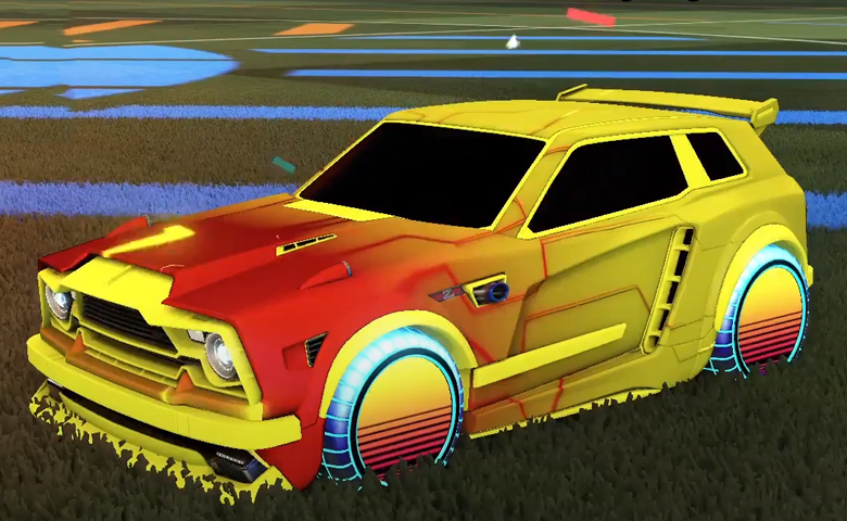 Rocket league Fennec Saffron design with Sunset 1986,Mainframe