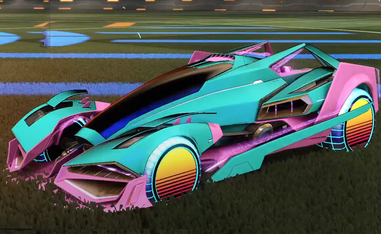 Rocket league Artemis GXT Pink design with Sunset 1986,Streamline