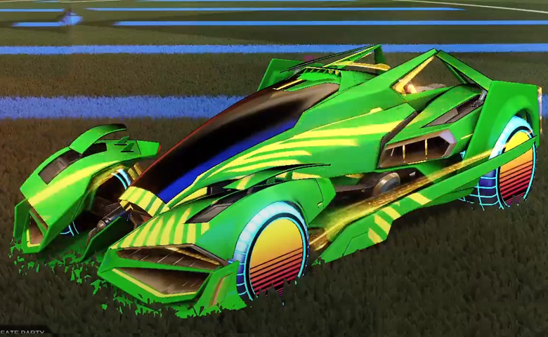 Rocket league Artemis GXT Forest Green design with Sunset 1986,Streamline