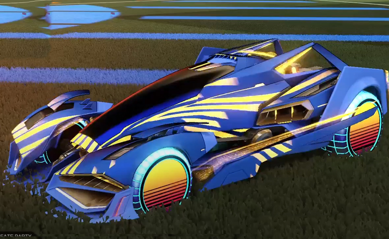 Rocket league Artemis GXT Cobalt design with Sunset 1986,Streamline