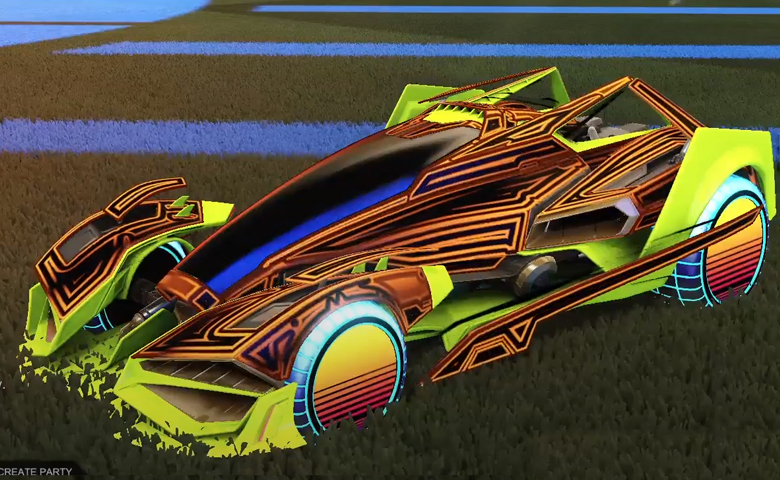 Rocket league Artemis GXT Lime design with Sunset 1986,Labyrinth