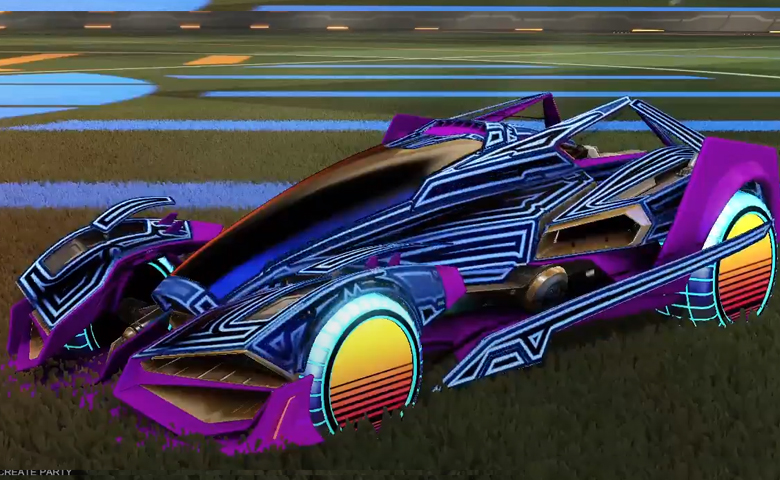 Rocket league Artemis GXT Purple design with Sunset 1986,Labyrinth