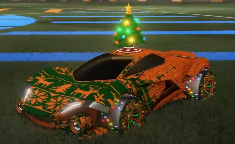 Rocket league Werewolf Burnt Sienna design with Christmas Wreath,Winter Storm,Cold Sweater,Christmas Tree
