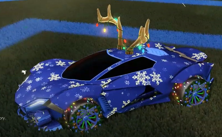 Rocket league Werewolf Cobalt design with Christmas Wreath,Fireworks,Snowstorm,Blitzen