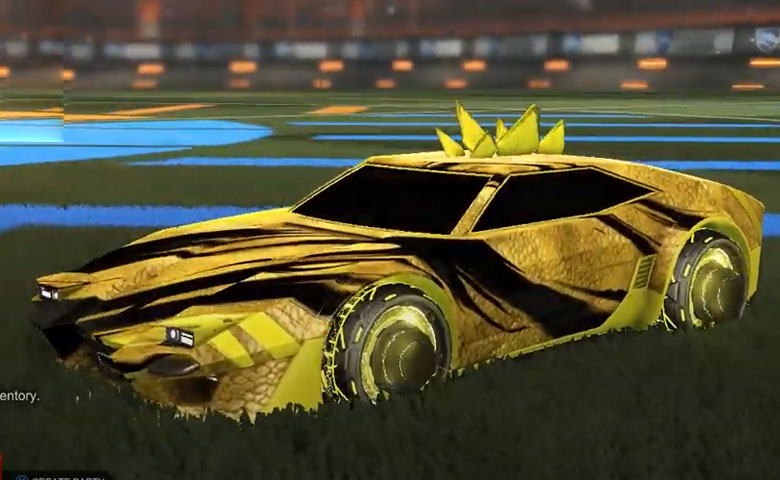 Rocket league Imperator DT5 Saffron design with Capacitor IV,Windswept,Stegosaur