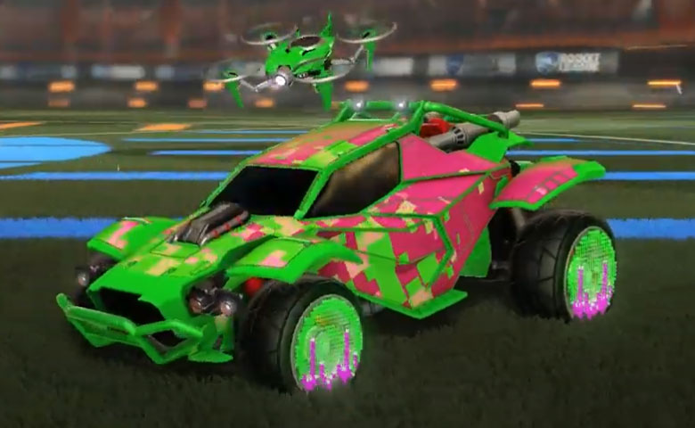 Rocket league Twinzer Forest Green design with Equalizer,Parallax,Drone III