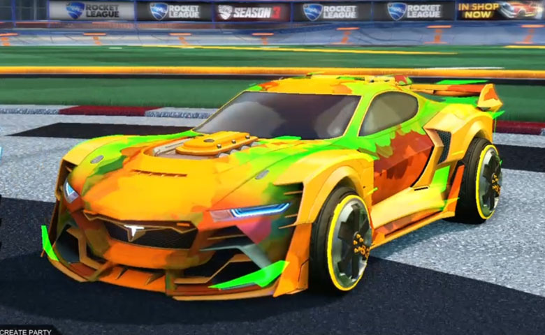 Rocket league Tyranno GXT Orange design with Zadeh S3,Smokescreen