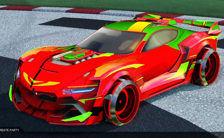 Rocket league Tyranno GXT Crimson design with Irradiator,Exalter