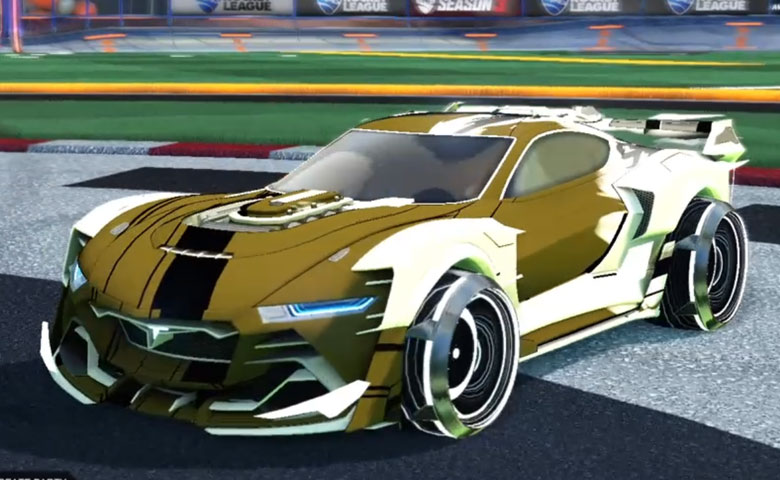 Rocket league Tyranno GXT Titanium White design with Irradiator,Exalter