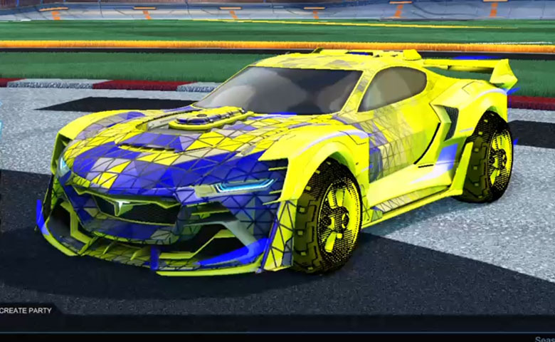 Rocket league Tyranno GXT Saffron design with Traction: Hatch,Trigon