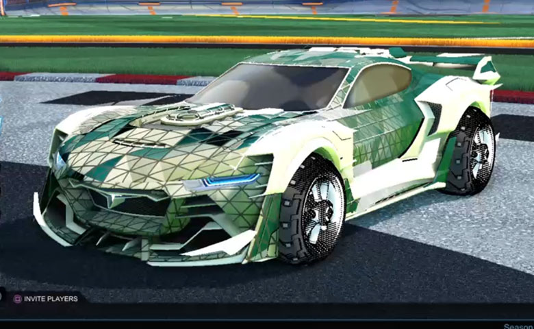 Rocket league Tyranno GXT Titanium White design with Traction: Hatch,Trigon