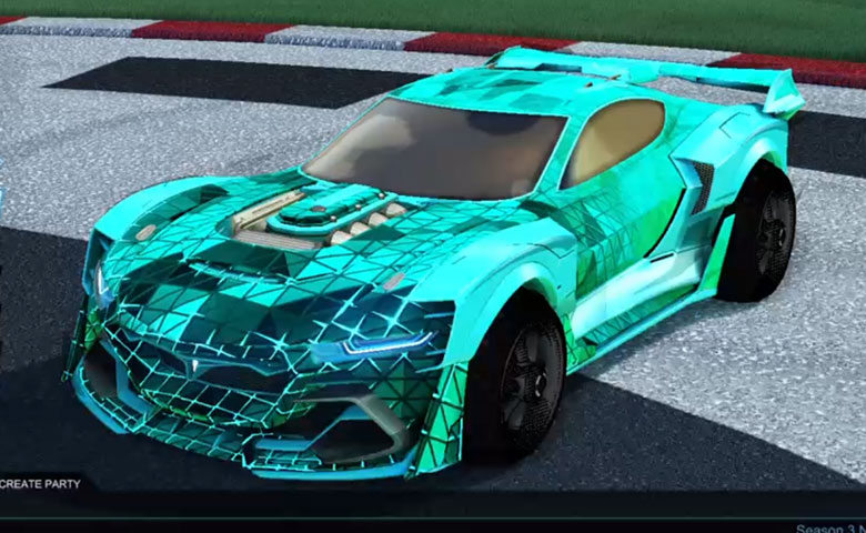 Rocket league Tyranno GXT Sky Blue design with Traction: Hatch,Trigon