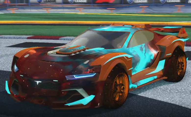 Rocket league Tyranno GXT Burnt Sienna design with Traction: Hatch,Interstellar