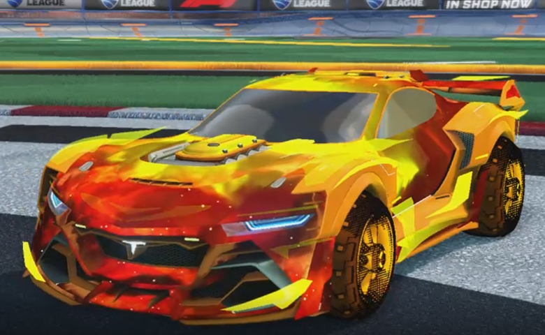 Rocket league Tyranno GXT Orange design with Traction: Hatch,Interstellar