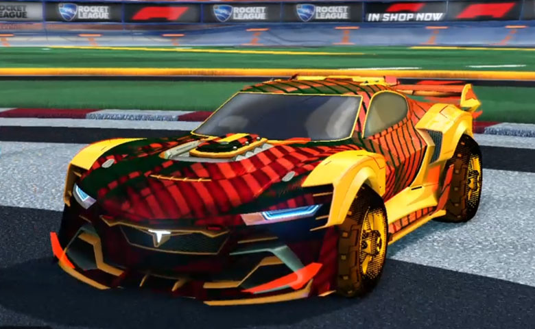 Rocket league Tyranno GXT Orange design with Traction: Hatch,20XX