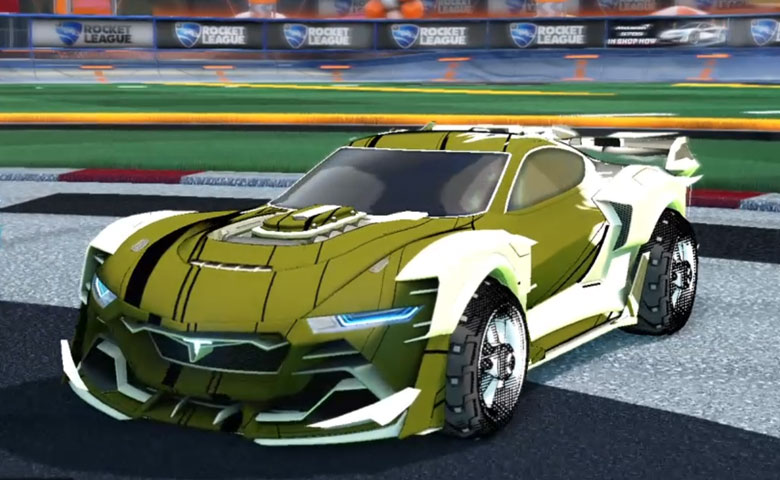 Rocket league Tyranno GXT Titanium White design with Traction: Hatch,Exalter