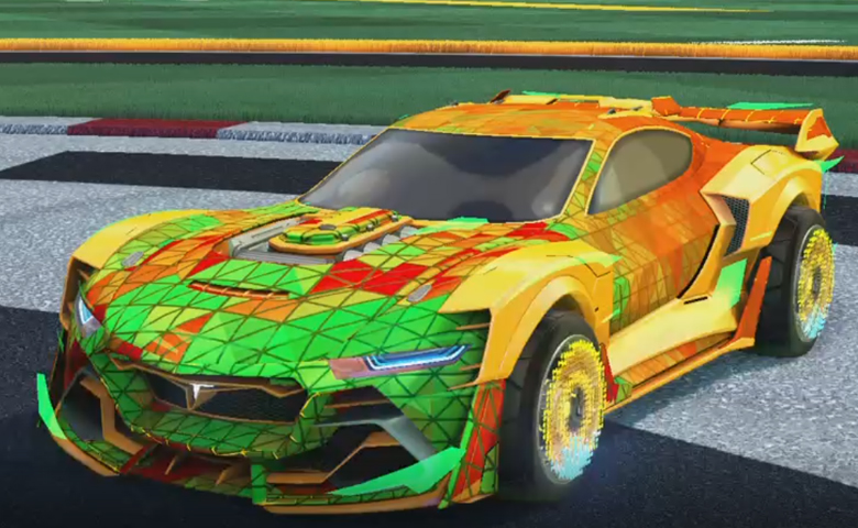 Rocket league Tyranno GXT Orange design with Equalizer,Trigon