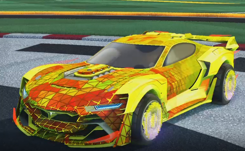 Rocket league Tyranno GXT Saffron design with Equalizer,Trigon