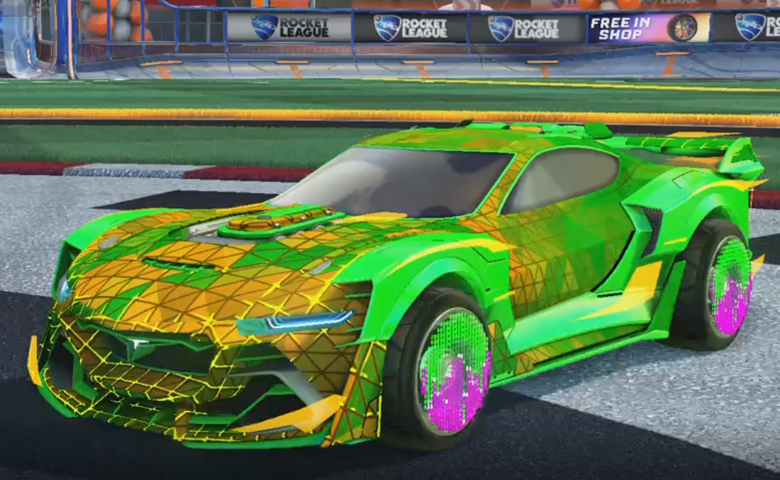 Rocket league Tyranno GXT Forest Green design with Equalizer,Trigon