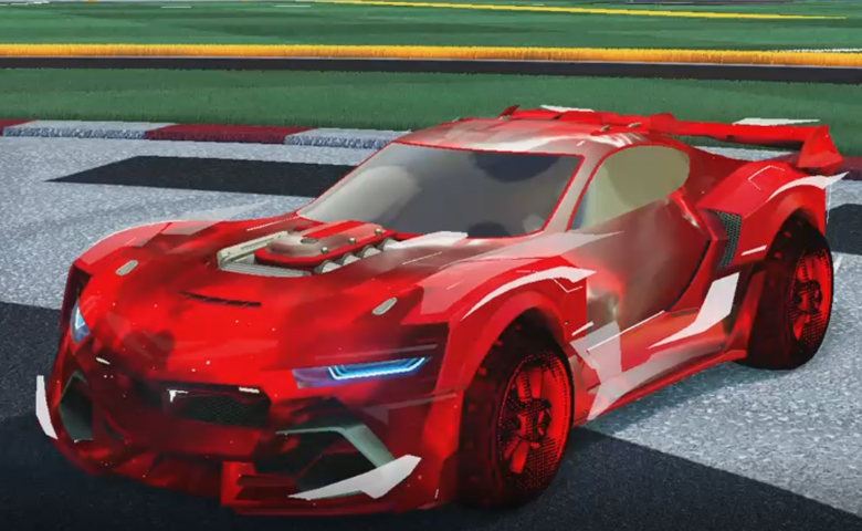 Rocket league Tyranno GXT Crimson design with Traction:Hatch,Interstellar