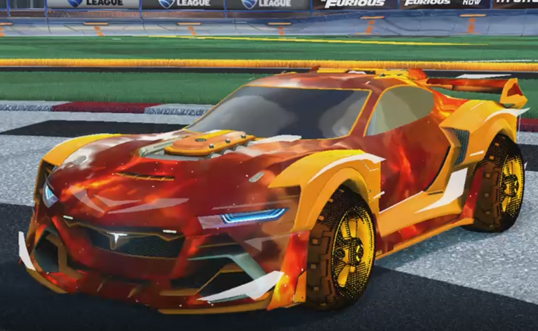 Rocket league Tyranno GXT Orange design with Traction:Hatch,Interstellar