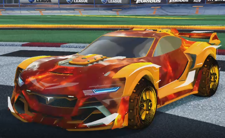 Rocket league Tyranno GXT Orange design with Traction:Hatch,Interstellar