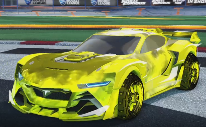 Rocket league Tyranno GXT Saffron design with Traction:Hatch,Interstellar