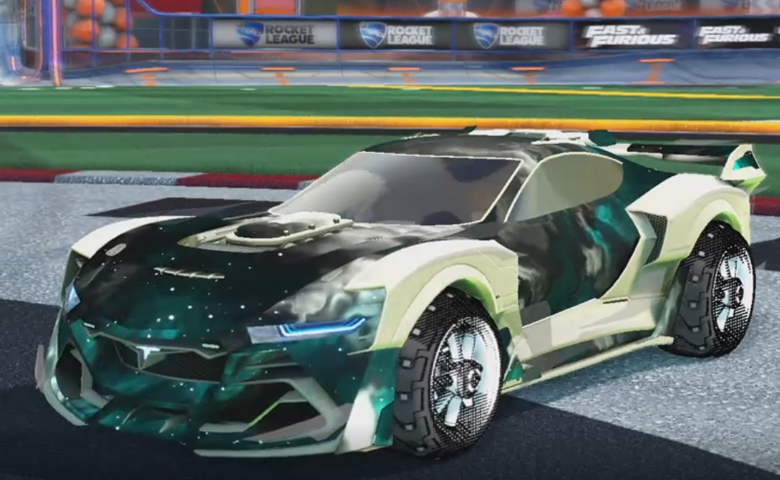 Rocket league Tyranno GXT Titanium White design with Traction:Hatch,Interstellar