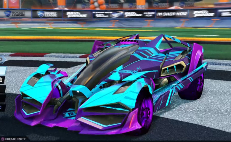 Rocket league Artemis GXT Purple design with Traction: Hatch,Slipstream