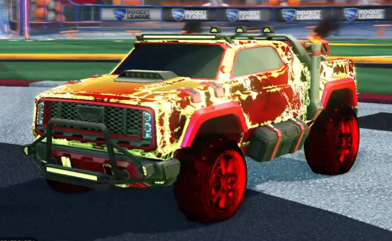 Rocket league Harbinger GXT Crimson design with Traction: Hatch,Fire God