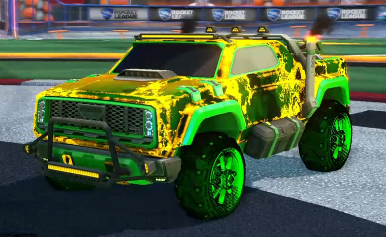 Rocket league Harbinger GXT Forest Green design with Traction: Hatch,Fire God