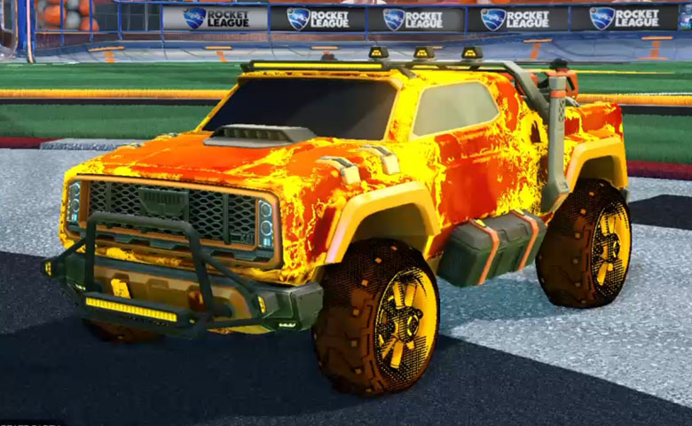 Rocket league Harbinger GXT Orange design with Traction: Hatch,Fire God