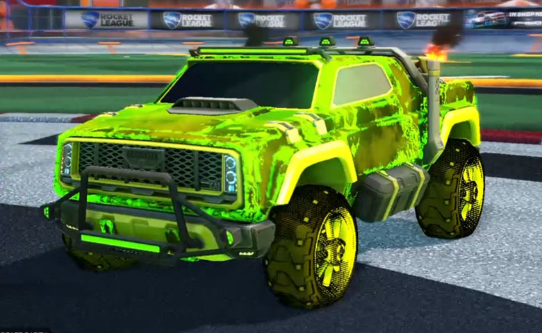 Rocket league Harbinger GXT Saffron design with Traction: Hatch,Fire God