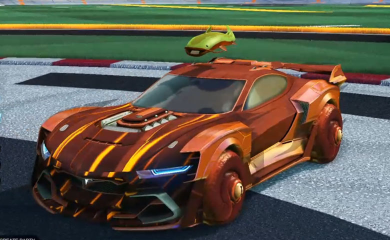 Rocket league Tyranno GXT Burnt Sienna design with Cephalo,Wet Paint,Catfish