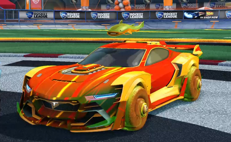 Rocket league Tyranno GXT Orange design with Cephalo,Wet Paint,Catfish